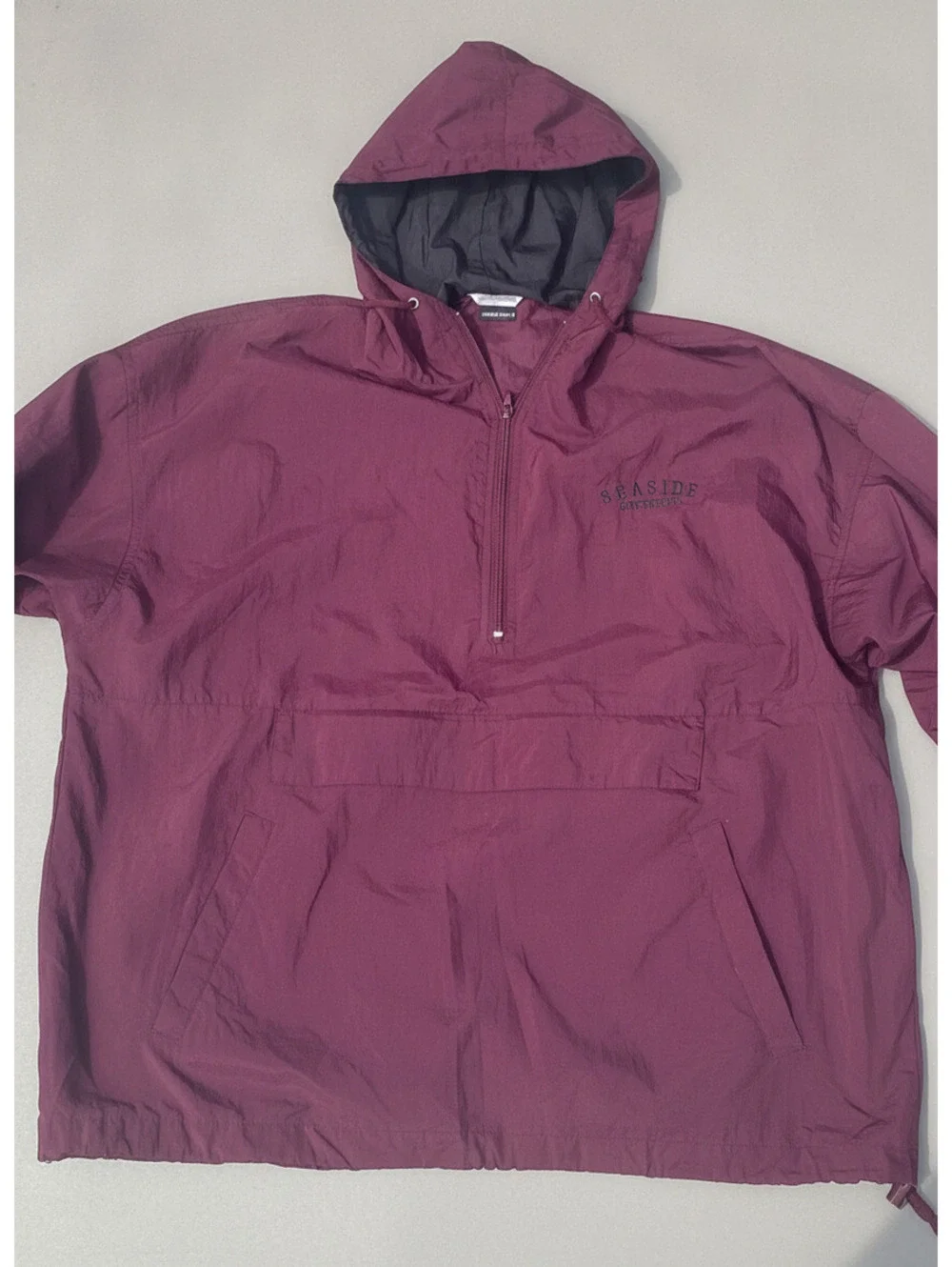 Vintage Jonathan K Maroon Hooded Rain Wind breaker Jacket  Mens “Seaside Oregon”
